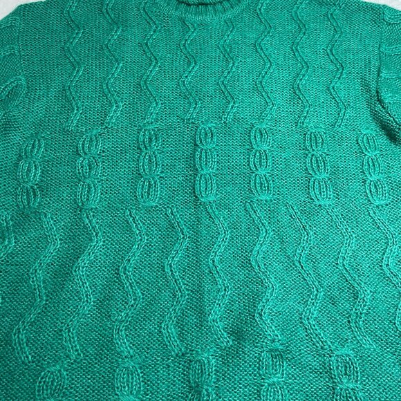 Vintage Esprit Cable Knit Sweater Womens Large Oversized Green Mohair Wool Blend - Picture 7 of 11